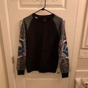 Zara - Black pullover sweater with sleeve print